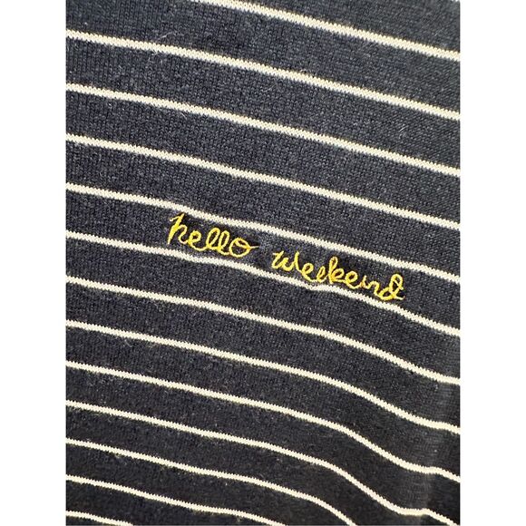 Banana Republic Women’s Navy Stripe Hello Weekend Silk Cashmere Sweater Size Med - Picture 3 of 6